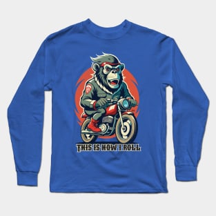 Retro Gorilla Motorcycle Long Sleeve T-Shirt